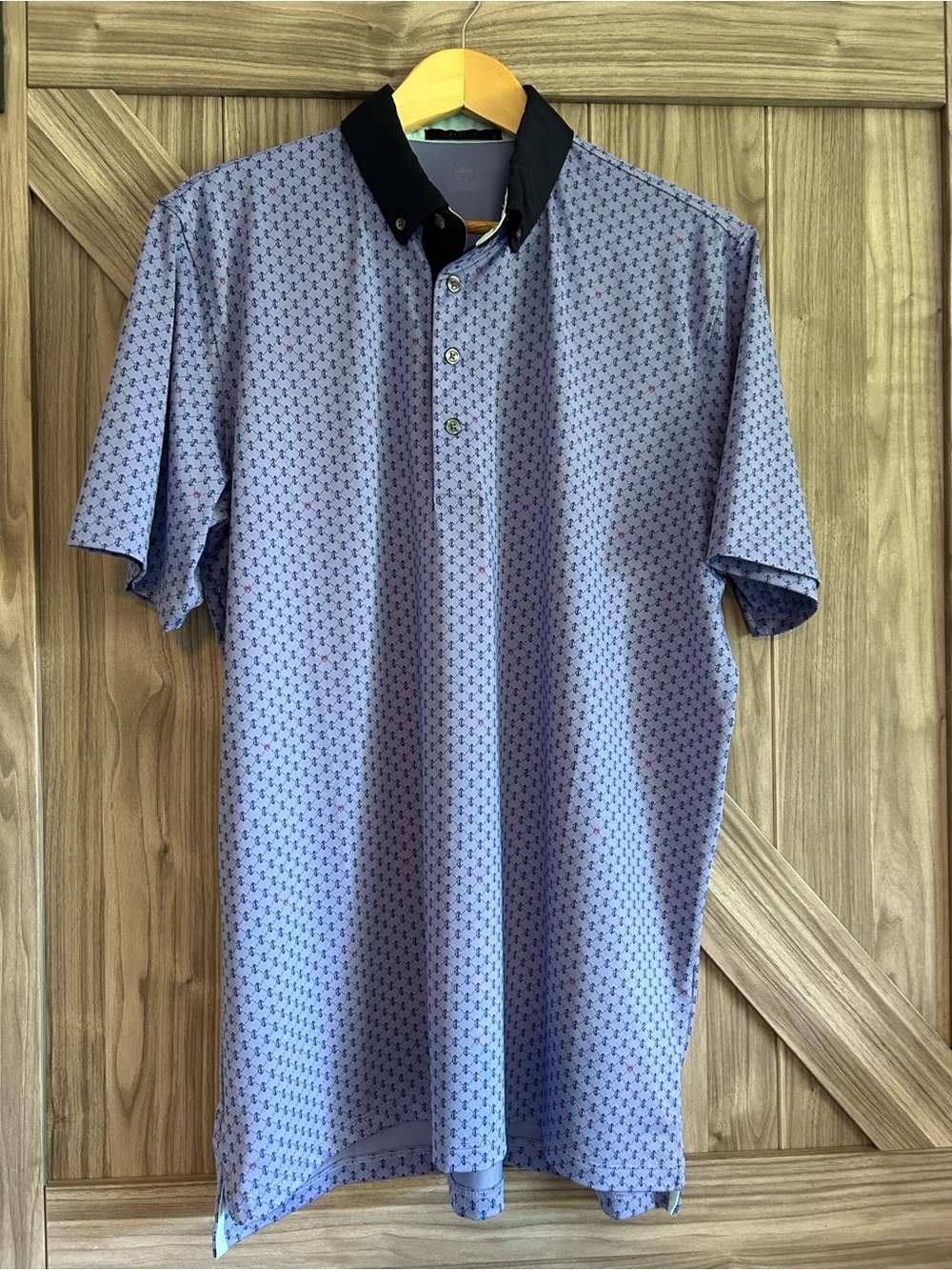 Greyson Clothiers G-Square Technical Golf Polo Large Blue Black Collar